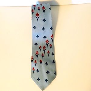 MENS VTG NECKTIE BOND 100% DACRON Blue & Red Floral Hipster Swing